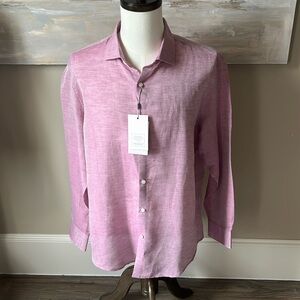 NWT Baird McNutt Murano slim fit pink linen shirt
